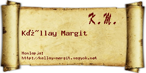 Kállay Margit névjegykártya